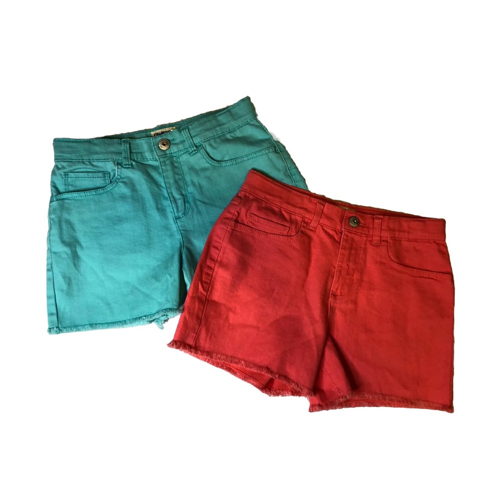 OSHKOSH - Lot Of 2 - Youth Girl's - Size 10 - Coral & Aqua - Denim SUMMER Shorts